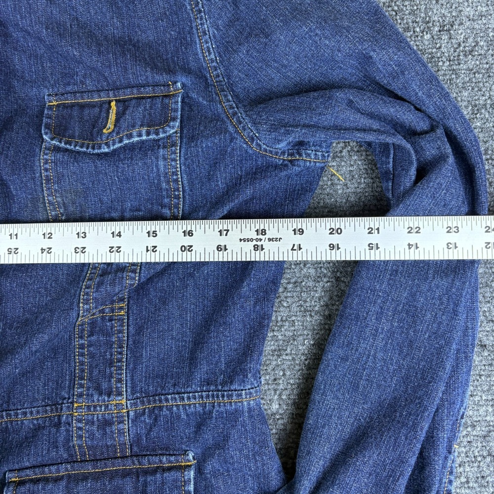 Jones New York Jeans Jacket Women Large Blue Denim Cotton Utility Button Front - Picture 4 of 8